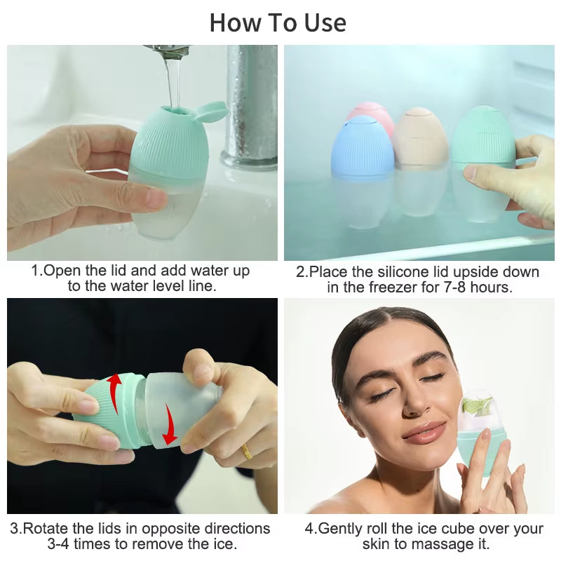 Facial Massager Mold Contour Cryo Reusable Cube Stick Balls Cooling Face Eye Neck Skin Care Tools Silicone Ice Roller
