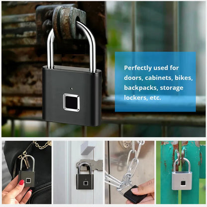 P2 Fingerprint Padlock, Built-In Rechargeable Battery, Outdoor Waterproof, Easy to Use